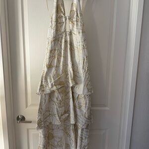 FARM Rio White and Gold Floral Maxi Dress